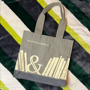 Barnes & Noble Gray and Cream Book Tote